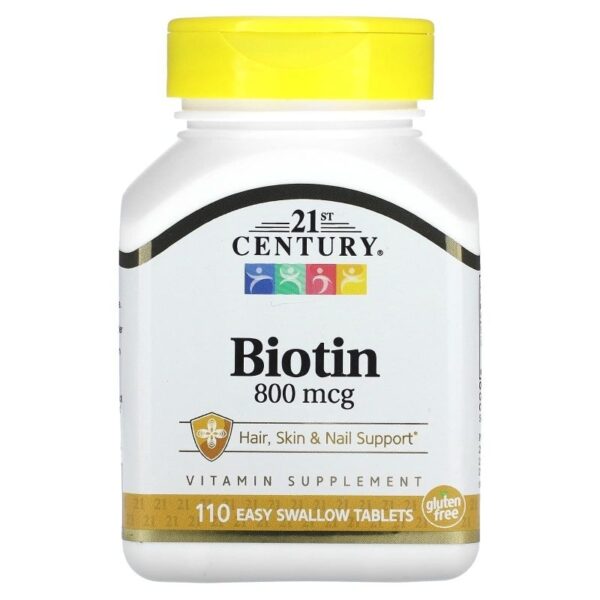 Biotina 800 mcg 110 Tabletes 21 St Century Importada EUA Original