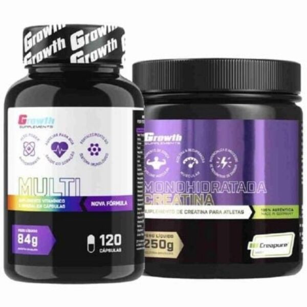 Kit Creatina 250g Creapure + Multivitaminico 120 Caps Growth ji