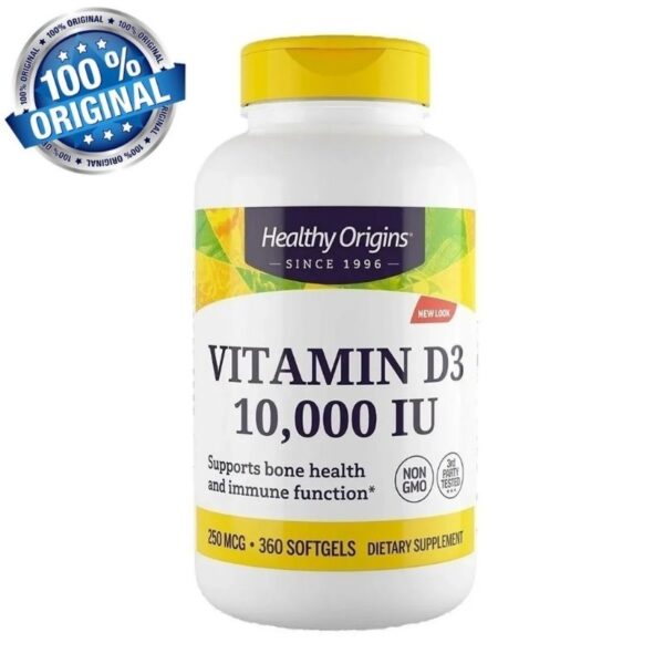 Vitamina D3 10,000 IU 360 Softgels Healthy Origins Importada