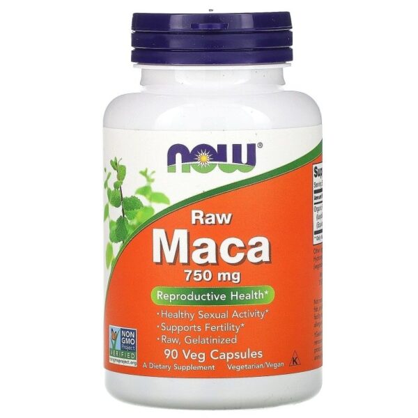 Maca Raw 750 mg 90 Cápsulas NOW Importada EUA Original