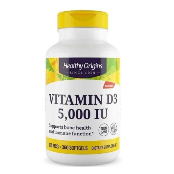 Vitamina D3 5,000 IU 360 Softgels Healthy Origins Importada EUA Original